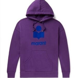Isabel Marant - Miley Logo-Flocked Fleece-Back Jersey Hoodie - Purple size S/M
